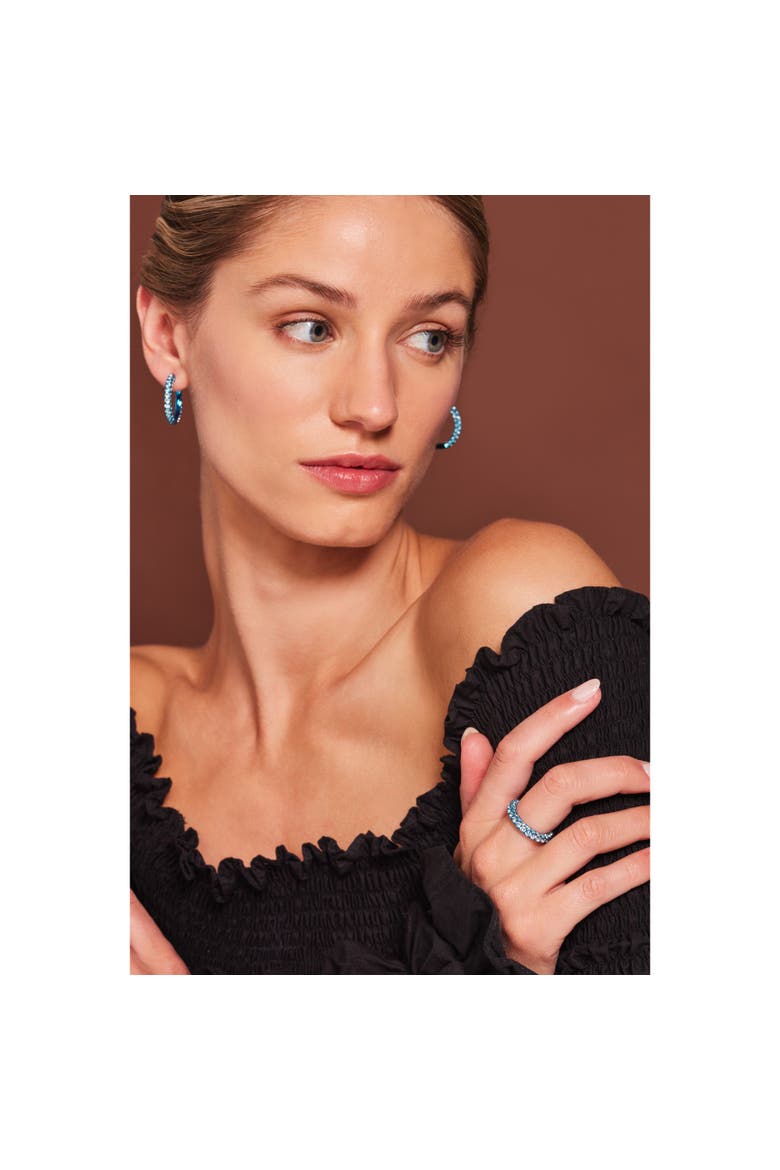 Large Rhodolite & Magenta Rhodium 3 Sided Hoops, Alternate, color, Purple