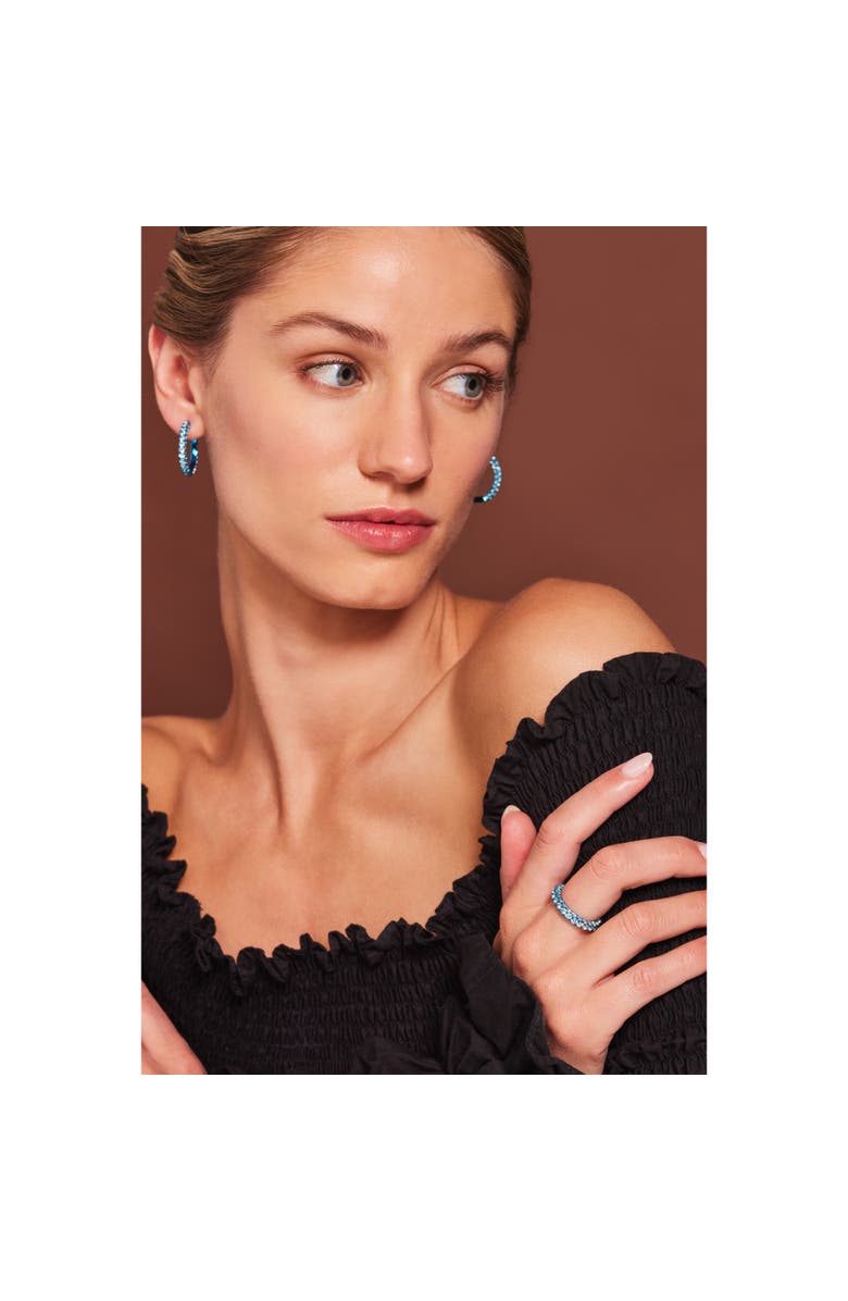 Graziela Large Swiss Blue Topaz & Blue Rhodium 3 Sided Hoops, Alternate, color, Blue