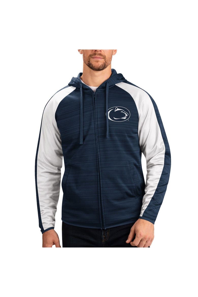 Men's G-III Sports by Carl Banks Navy Penn State Nittany Lions Neutral Zone Raglan Full-Zip Track Jacket Hoodie, Main, color, Navy