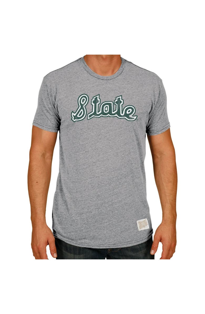 Retro Brand Men's Original Retro Brand Gray Michigan State Spartans Big & Tall Tri-Blend T-Shirt, Alternate, color,