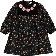 Clô Long Sleeve Flower Print Embroidered Dress