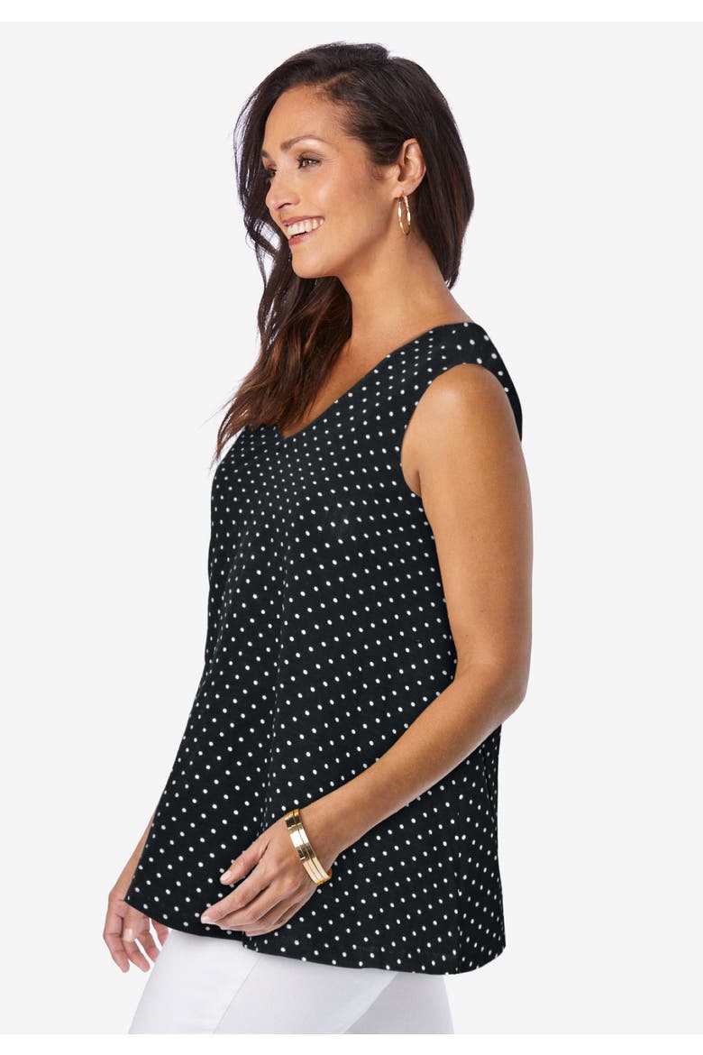 Stretch Cotton V-Neck Trapeze Tank, Alternate, color, GOLDEN CITRUS