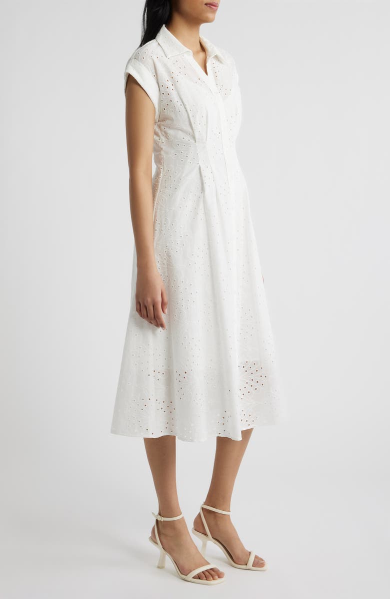 Julia Jordan Cotton Broderie Anglaise Shirtdress, Alternate, color, White