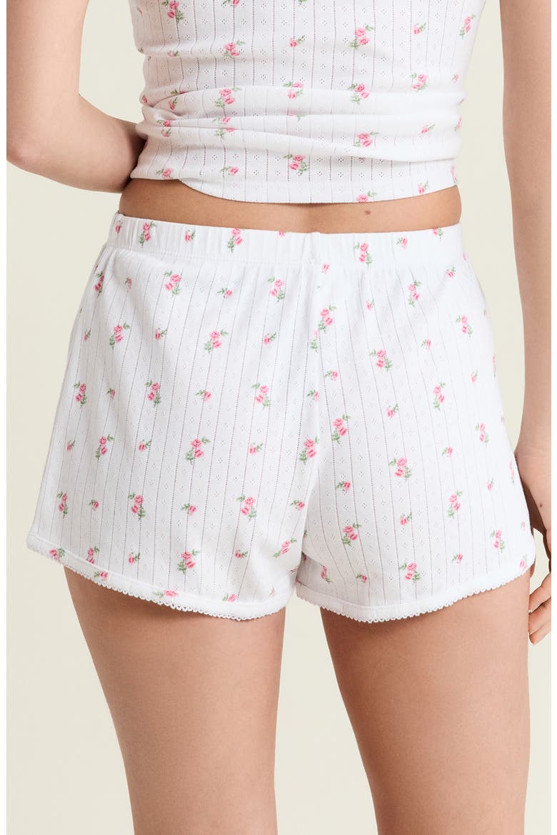 Katell Pointelle Cotton Pajama Shorts, Alternate, color, PRINT ECRU