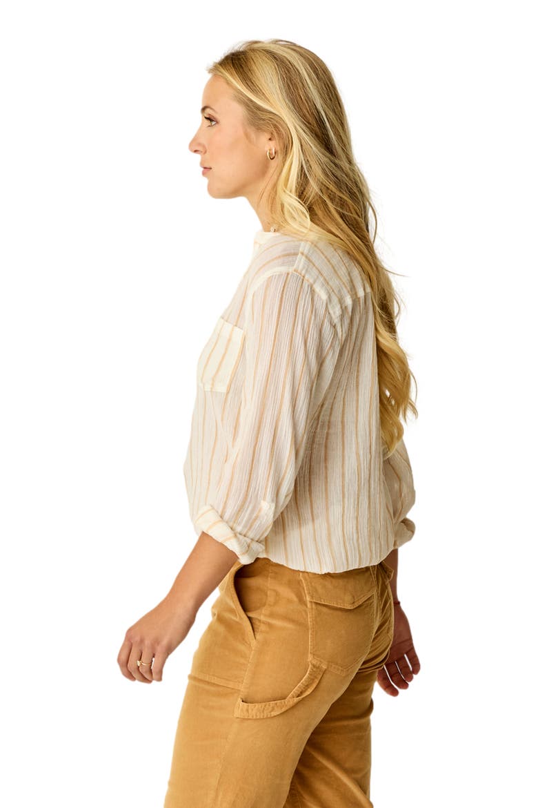 Dylan Gauze Shirt, Alternate, color, Camel Stripe