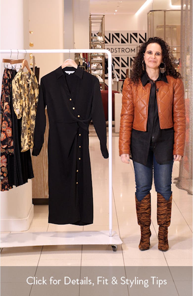 Wright Asymmetric Button Long Sleeve Shirtdress, sales video thumbnail