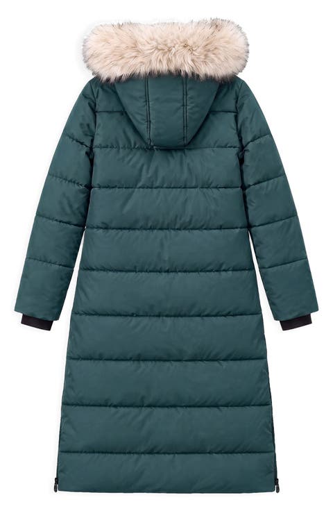 Winter Long Parka with Faux Fur Trim