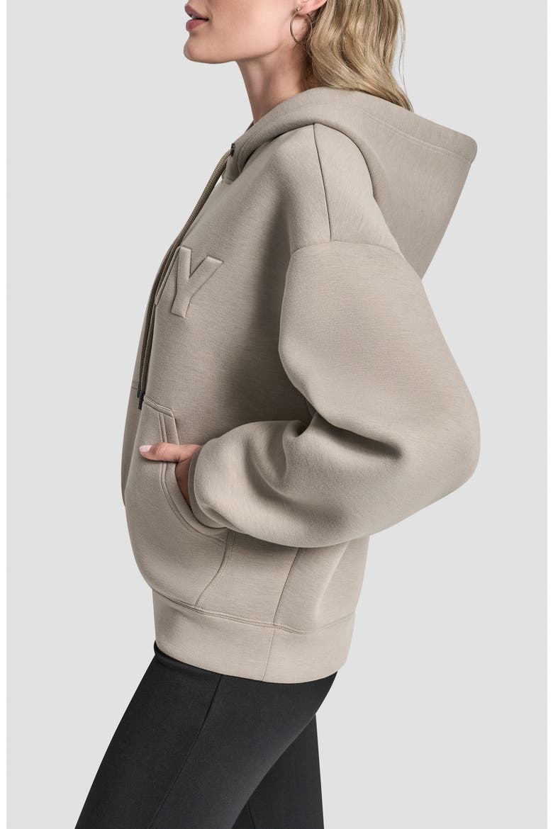 Embossed Logo Scuba Knit Hoodie, Alternate, color, TAN HEATHER