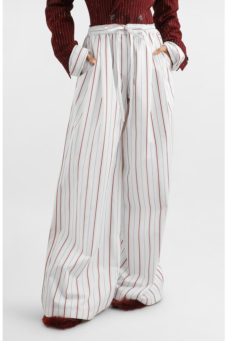 Striped Poplin Wide Leg Pants, Main, color, S8053 STRIPED - WHITE/ RED