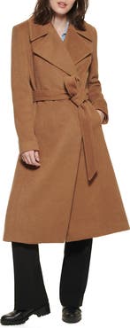 KARL LAGERFELD PARIS Wool Blend Wrap Coat