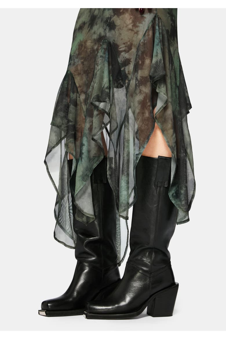 Nova Mesh Long Sleeve Tie Dye Maxi Dress, Alternate, color, Green