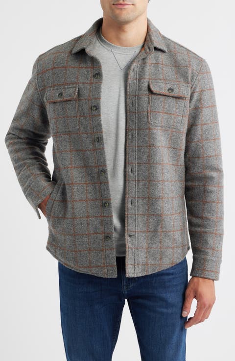 McDowell Insulated Windowpane Check Felted Button-Up Shirt Jacket