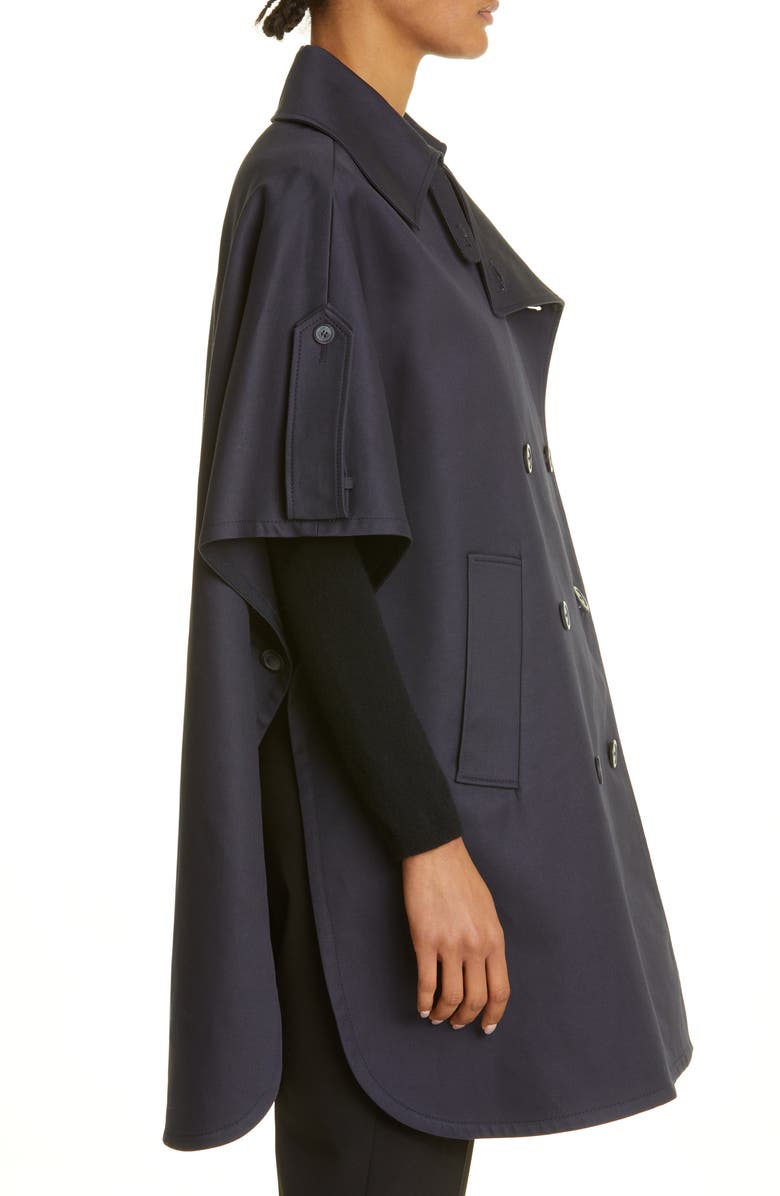 Max Mara Pernice Double Breasted Water Repellent Cotton Gabardine Cape, Alternate, color, Ultramarine