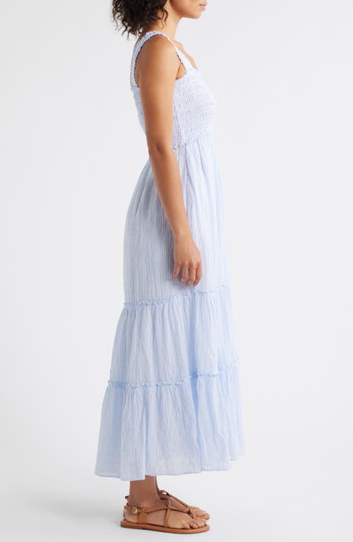 Lilly Pulitzer Hadly Smocked Maxi Dress In Jacaranda Blue Oxford Stripe