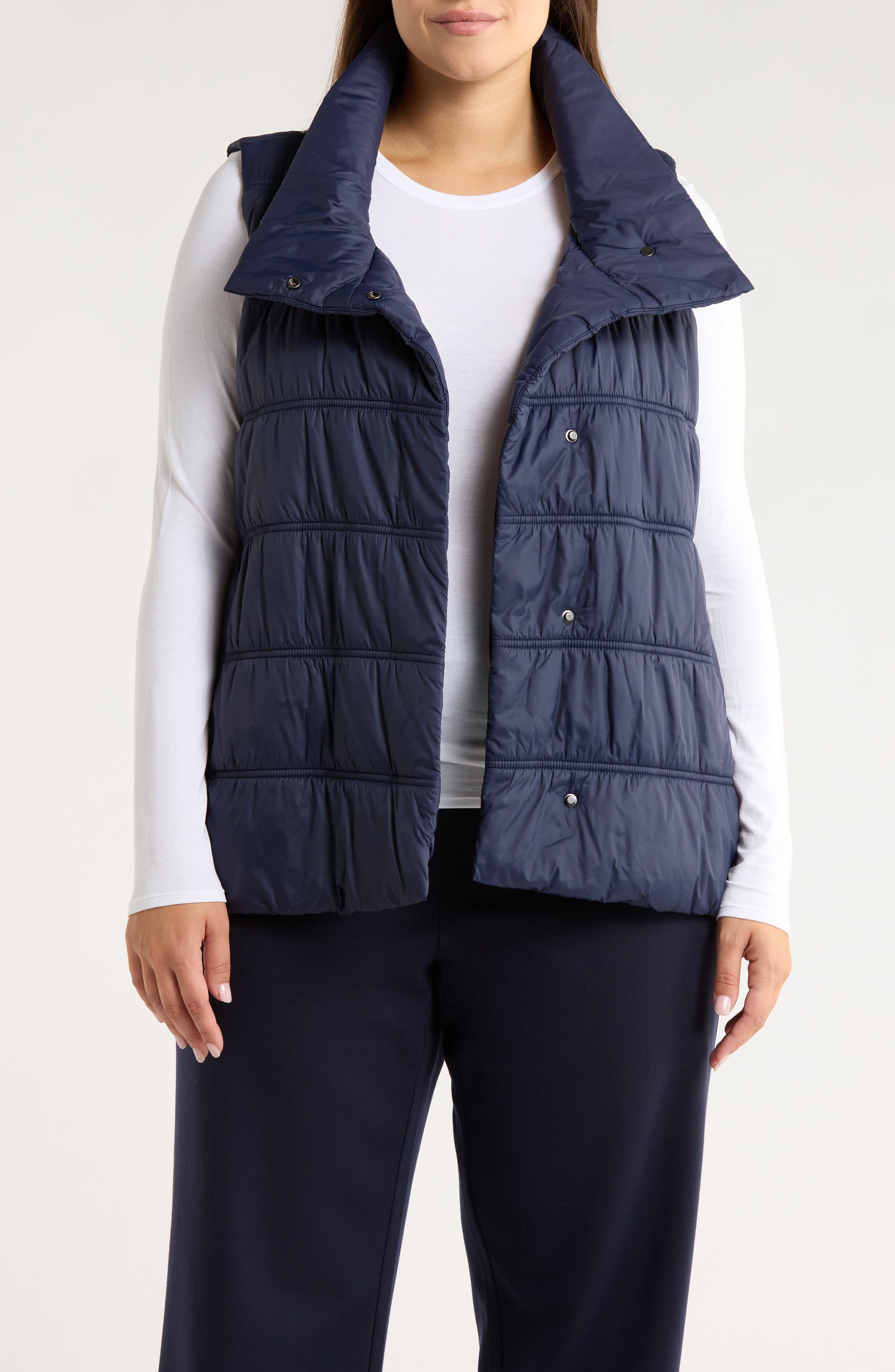 Eileen Fisher Ruched High Collar Vest