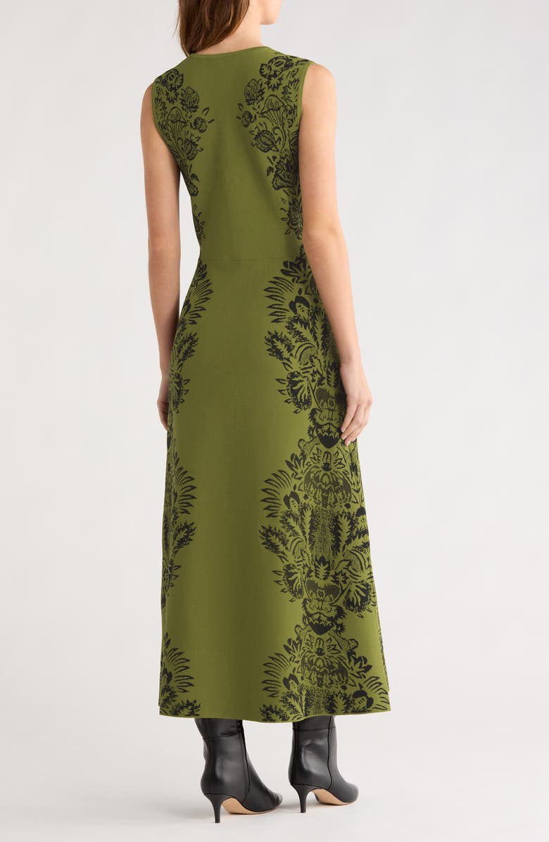 Ulla Johnson Liana Floral Jacquard Knit Midi Dress, Alternate, color, Olive