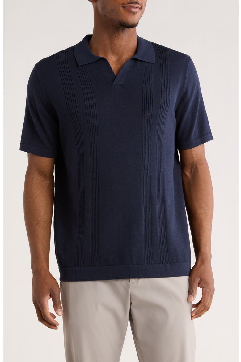 Ricky Johnny Collar Sweater Polo, Main, color, NAVY