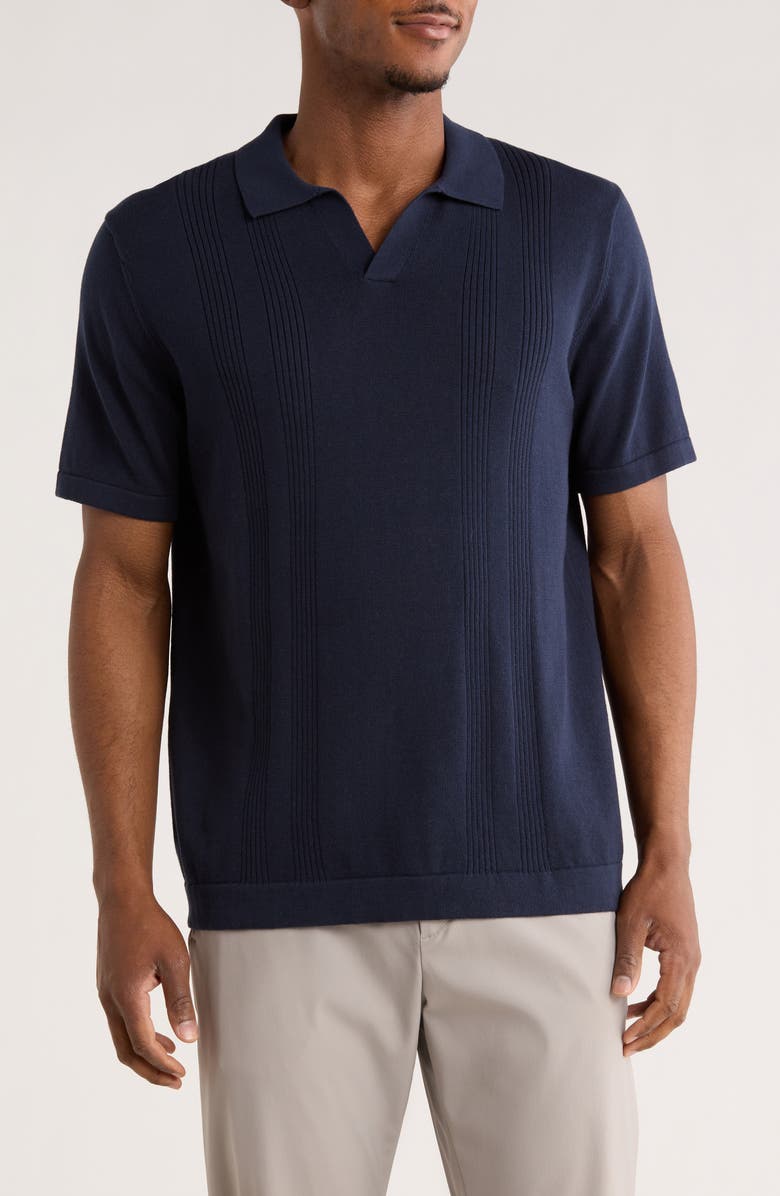 James Campbell Ricky Johnny Collar Sweater Polo, Main, color, Navy