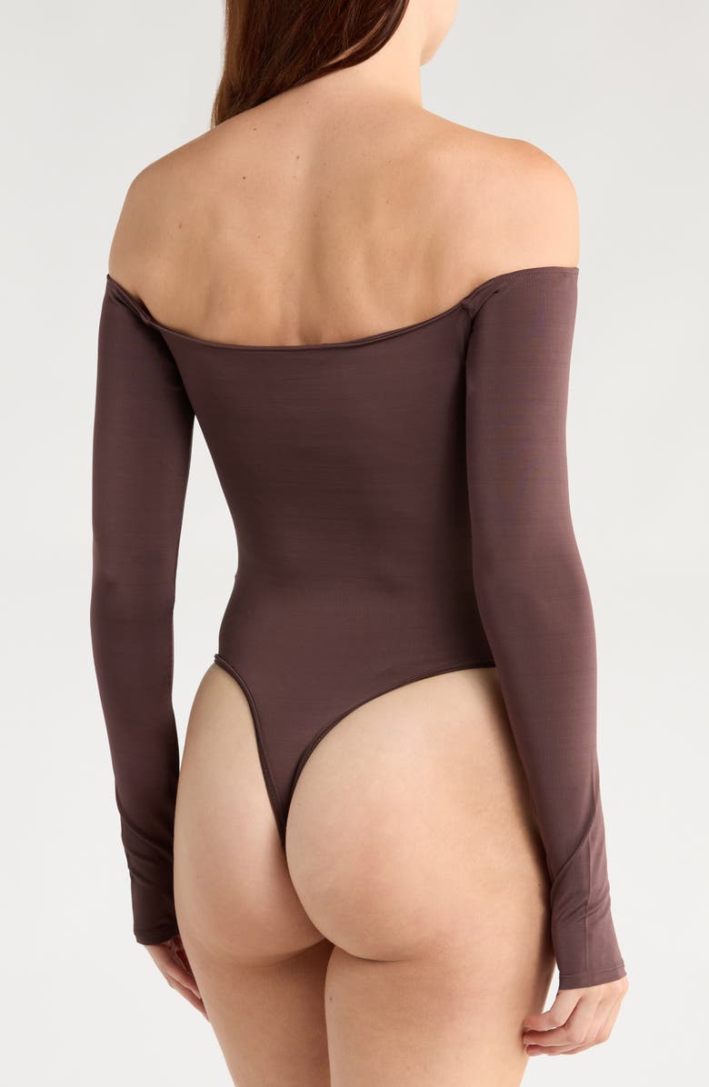 Alice + Olivia Anna Off-the-Shoulder Long Sleeve Bodysuit, Alternate, color,