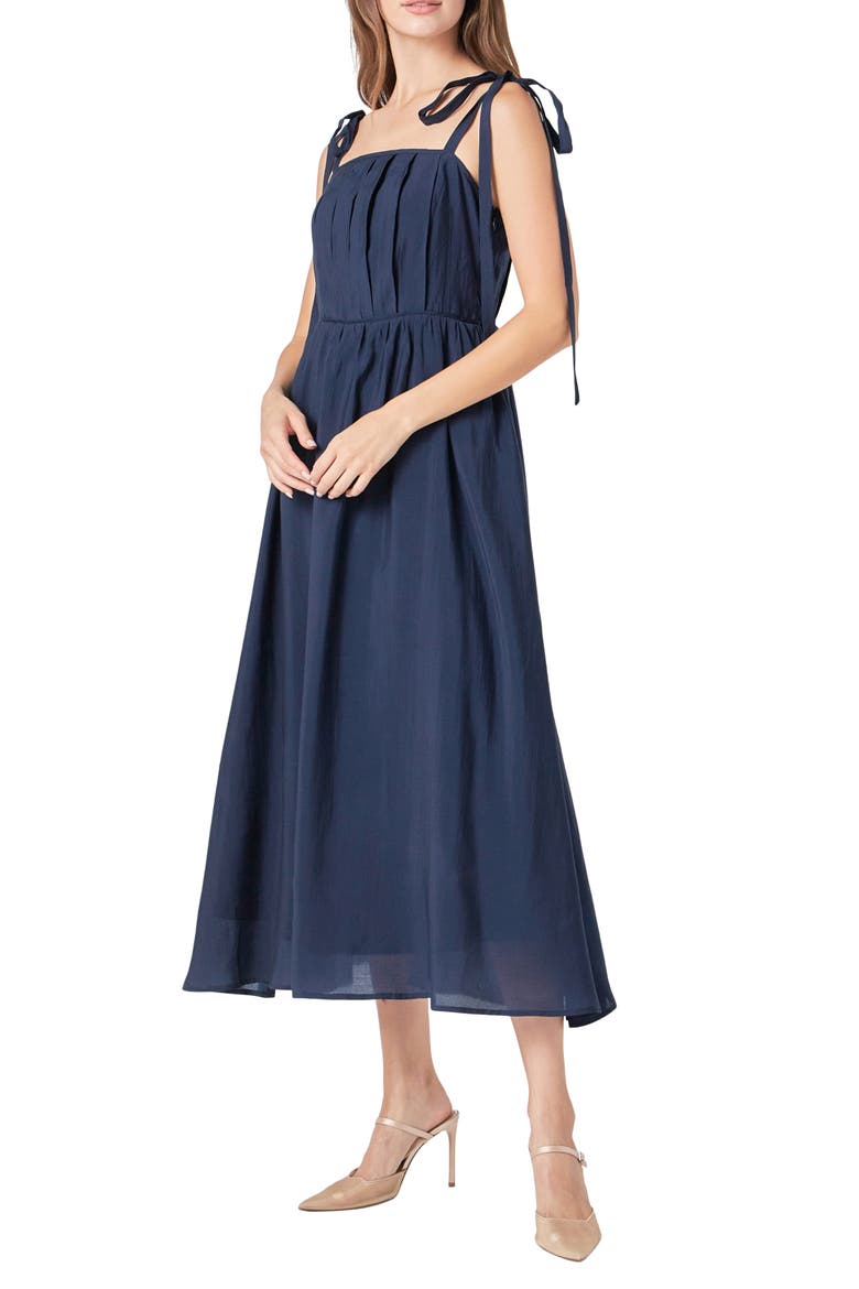 Pleated Fit & Flare Sundress, Alternate, color, NAVY