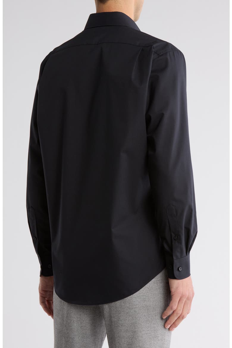 Traditional Fit Solid Cotton Blend Dress Shirt, Alternate, color, BLACK