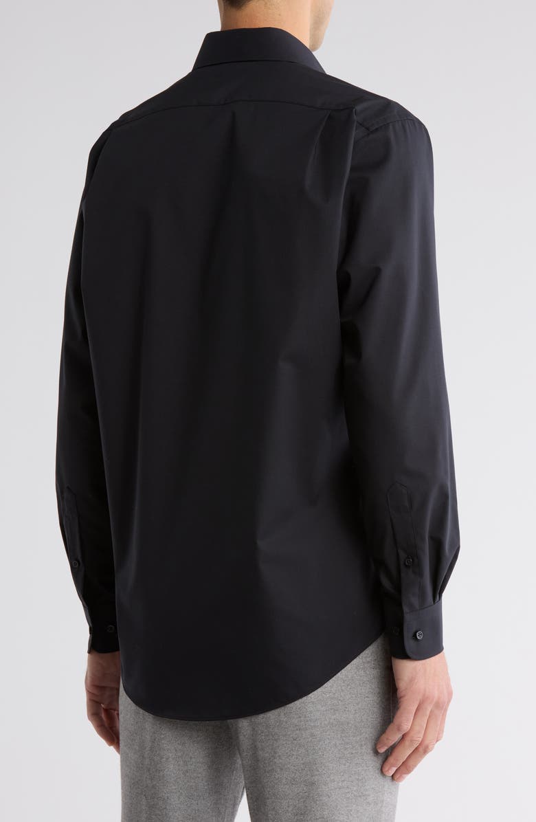 NORDSTROM RACK Traditional Fit Solid Cotton Blend Dress Shirt, Alternate, color, Black
