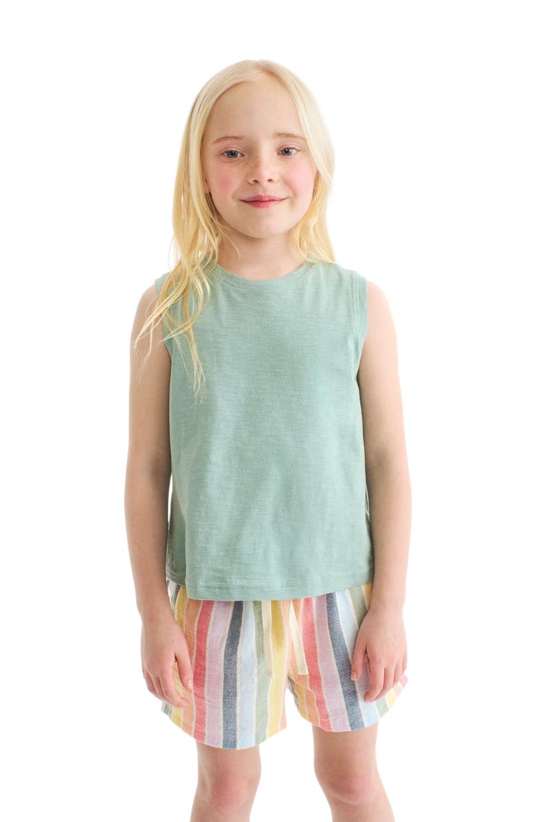 Primary Kids Beach Short In Rainbow Stripe, Alternate, color, Rainbow Sunrise Stripe