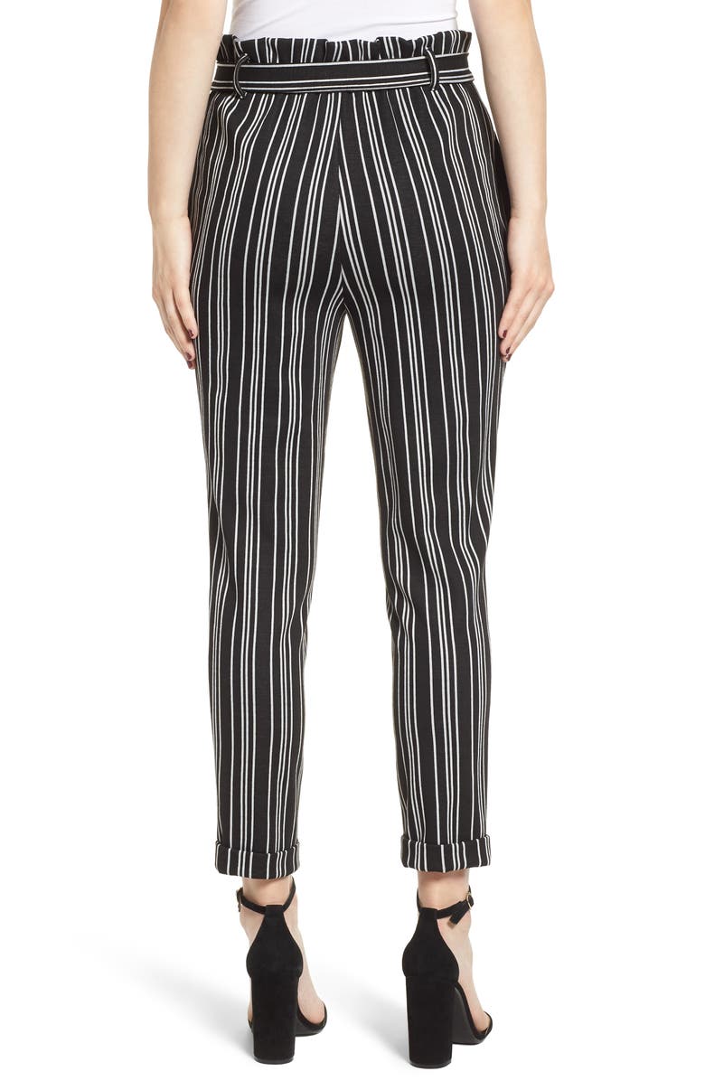 Chloe & Katie Stripe Paperbag Waist Crop Pants, Alternate, color, 