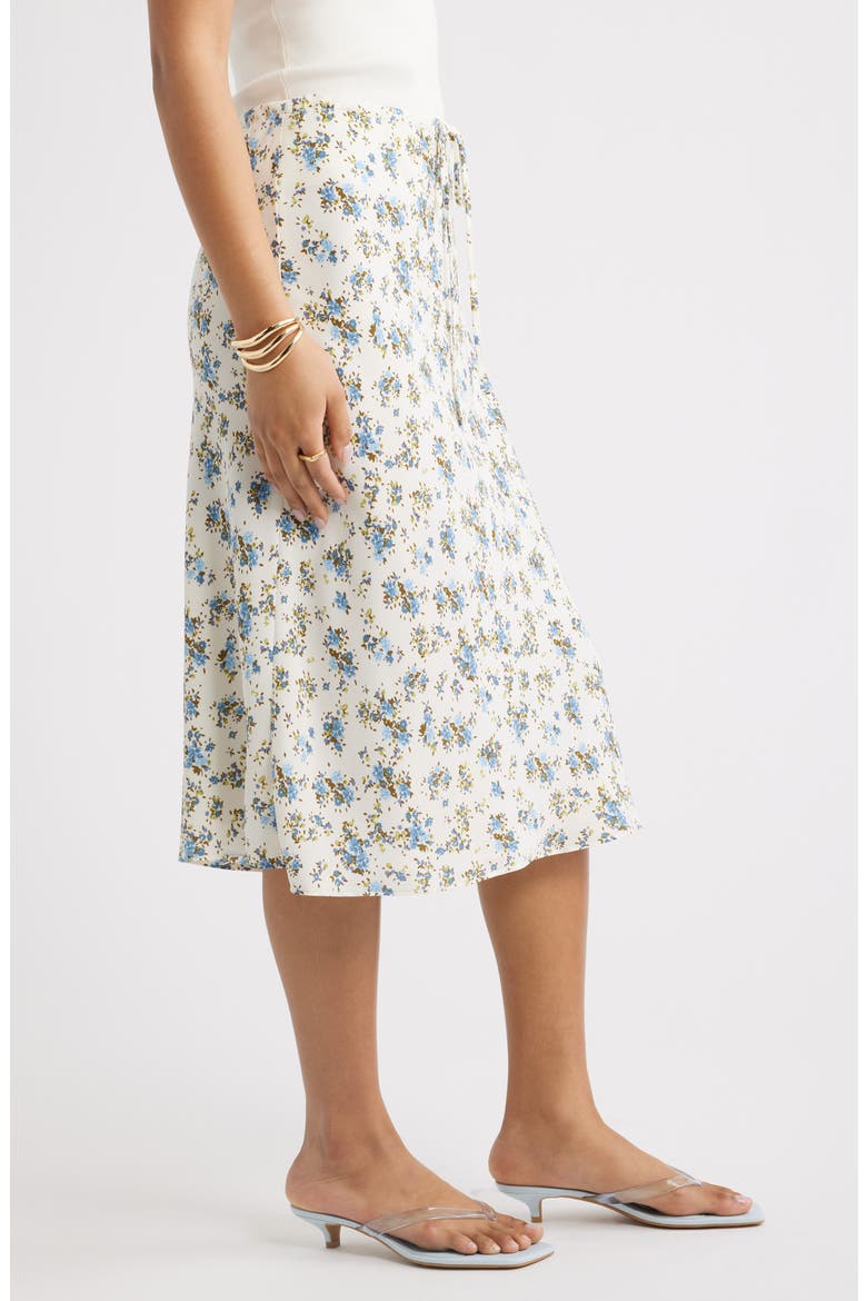 Print Midi Skirt, Alternate, color, IVORY- BLUE CELIO ROSE