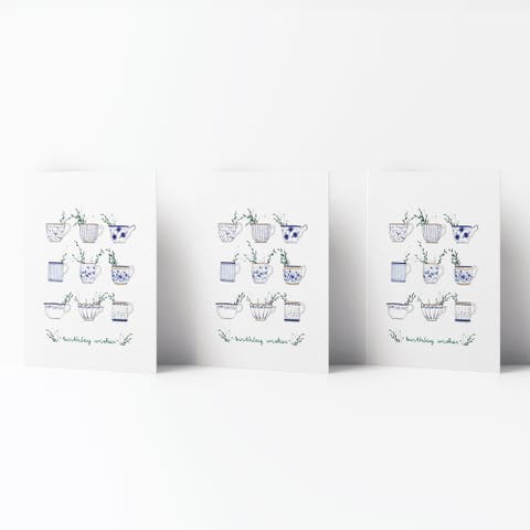 Happy Birthday Greeting Card Pack (3ct) "Birthday Wishes Tea"