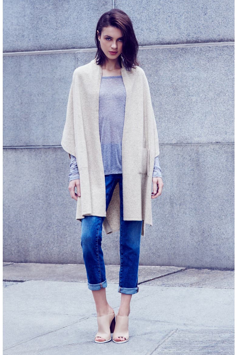 Yak & Merino Kimono Cape, Alternate, color, MAPLE OAT