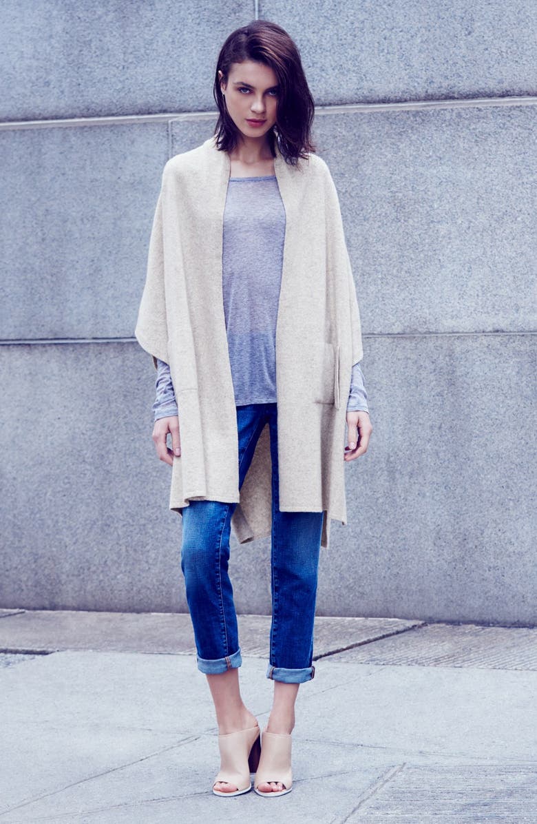 Eileen Fisher Yak & Merino Kimono Cape, Alternate, color, 