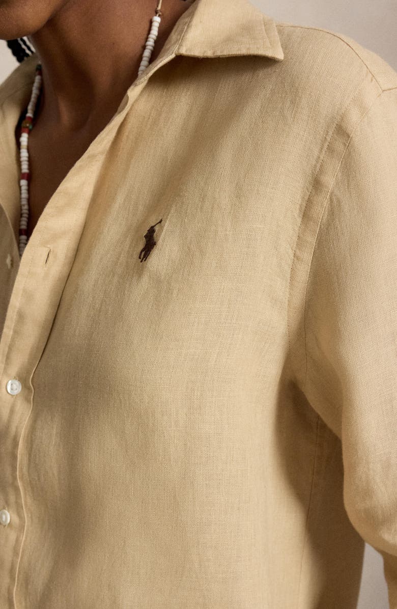 Polo Ralph Lauren Classic Fit Linen Button-Up Shirt, Alternate, color, Dune Tan