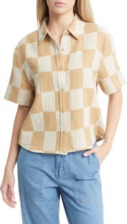 Brixton Mykonos Check Cotton Camp Shirt