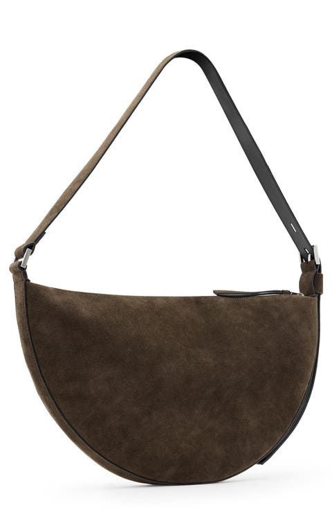 Half Moon Suede Shoulder Bag