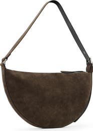 AllSaints Half Moon Suede Shoulder Bag