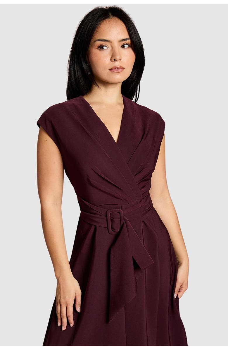 Coast Petite Belted Crepe Dress, Alternate, color, Chocolate