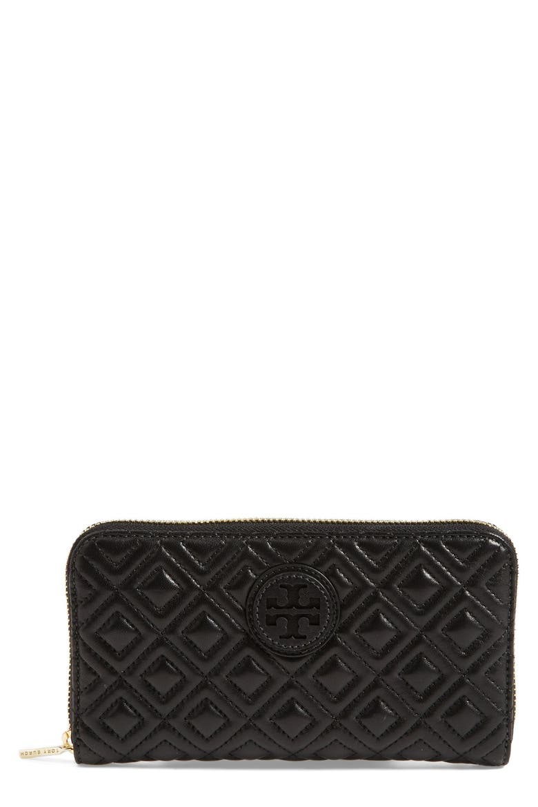 'Marion' Quilted Wallet, Main, color, BLACK