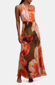 Ever New Marina Cowl Neck Halter Gown