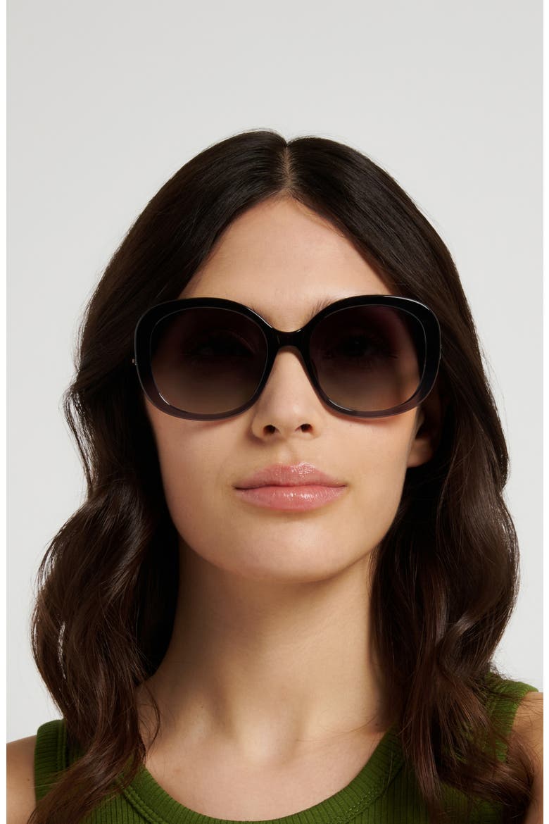 56m Gradient Oval Sunglasses, Alternate, color, BLUE SHADED/ GREY GREEN