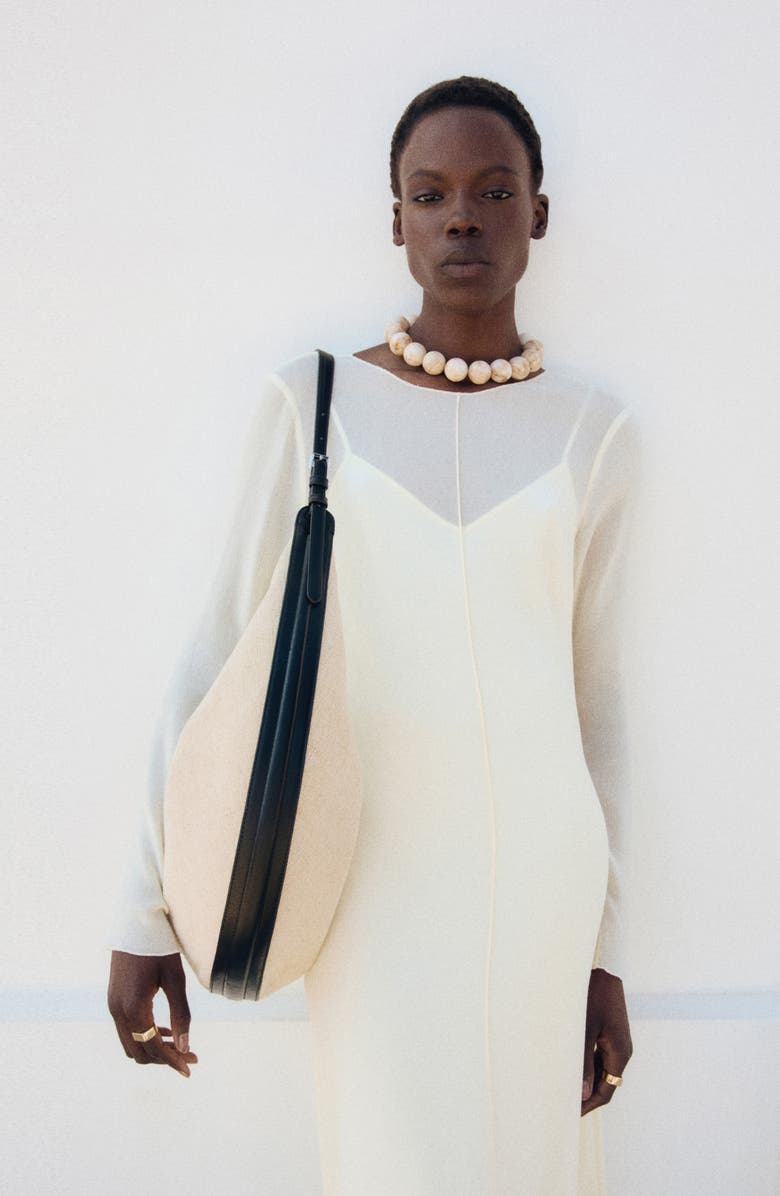 MANGO Mesh Overlay Long Sleeve Maxi Dress, Alternate, color, 