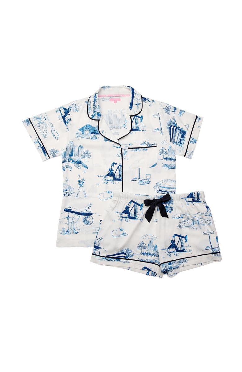 Katie Kime Houston Toile Shorts Set, Alternate, color, White