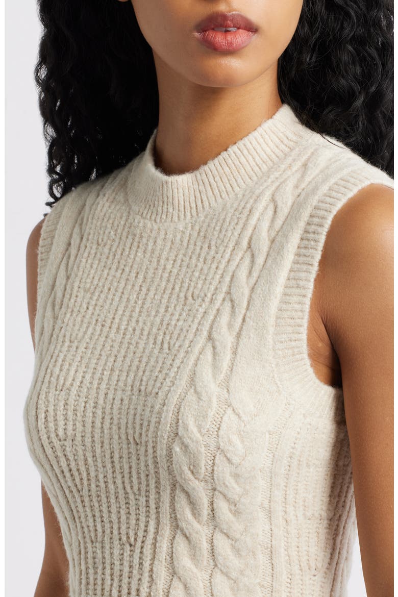 Mock Neck Sleeveless Sweater Dress, Alternate, color, OATMEAL