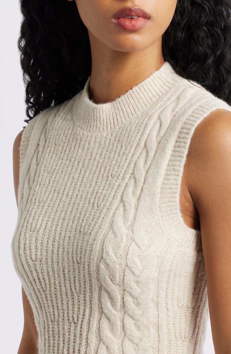 FREEMARKET Mock Neck Sleeveless Sweater Dress, Alternate, color, Oatmeal