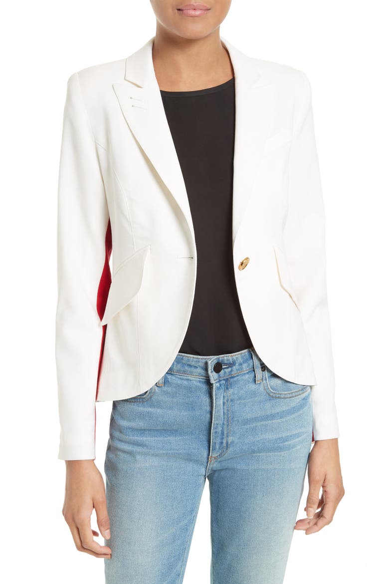Racing Stripe Blazer, Main, color, WHITE