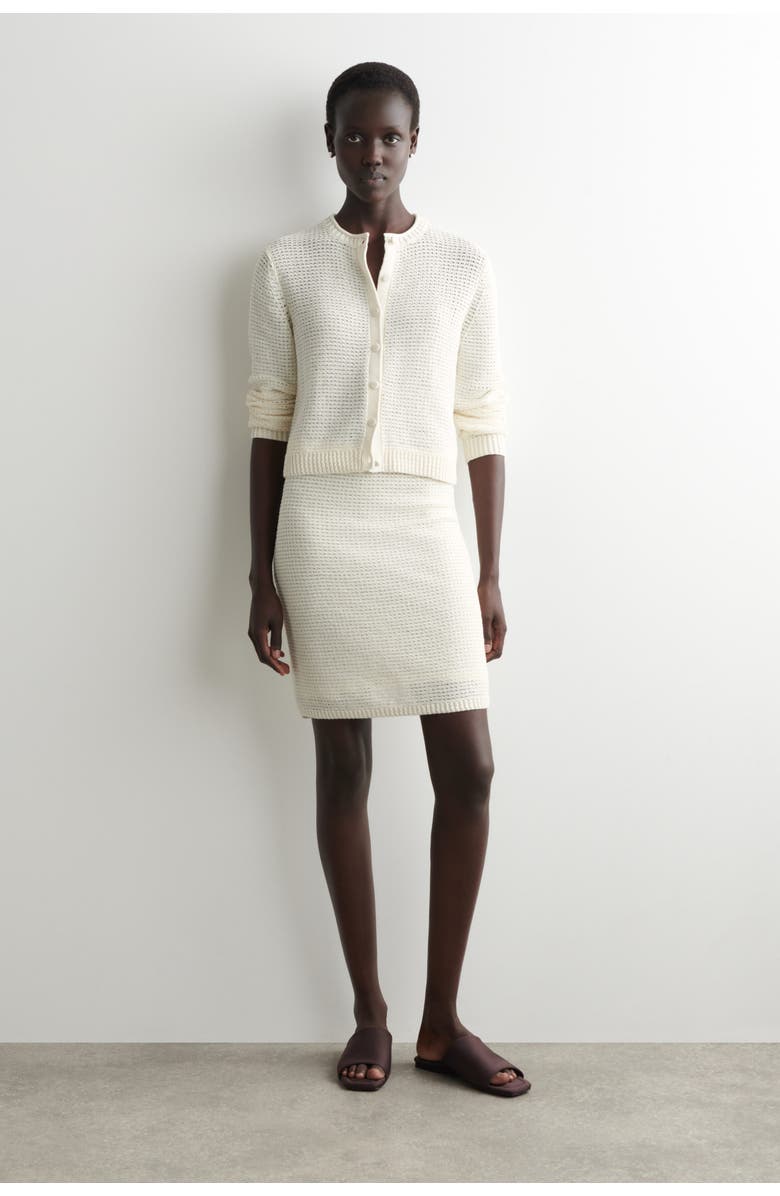 COS Textured Knitted Cotton Mini Skirt, Main, color, White