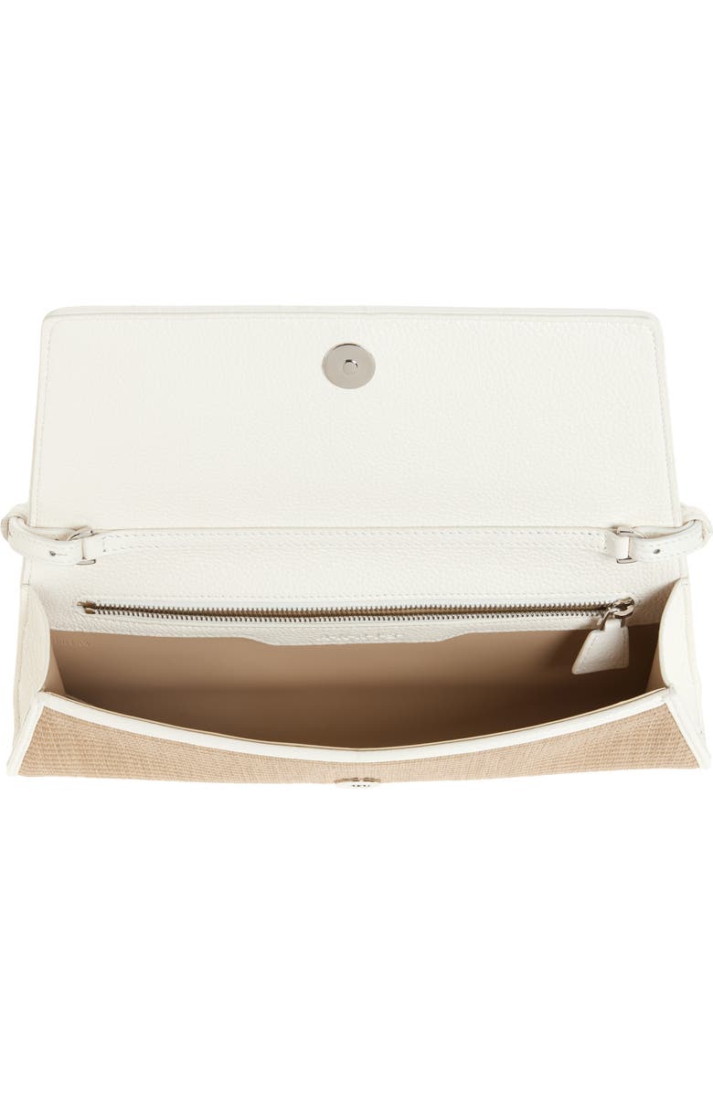 Akris Small Anouk East/West Trapezoid Raffia & Leather Clutch, Alternate, color, Nature-White