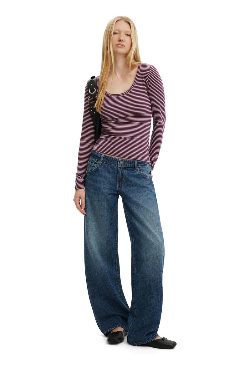 Women's Everyday Smooth Scoop Neck Long Sleeve, Alternate, color, Lisa Stripe Velvet Currant