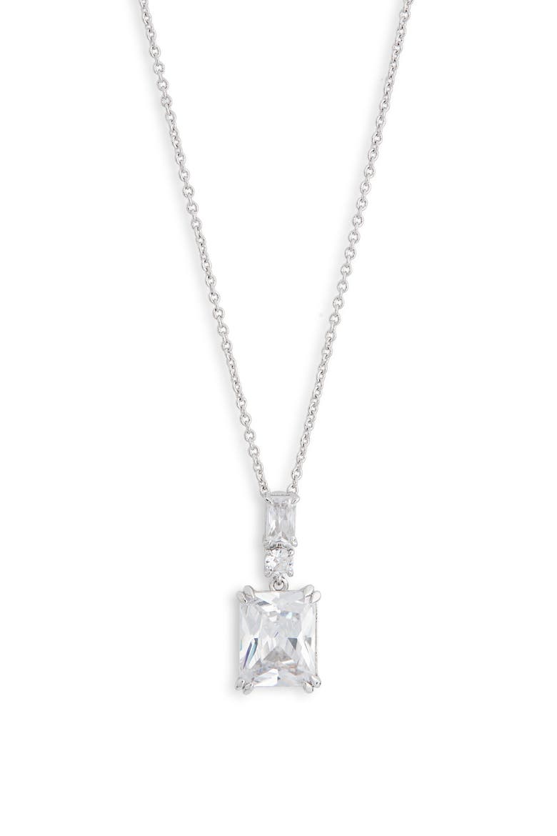 VIP Cubic Zirconia Pendant Necklace, Main, color, RHODIUM