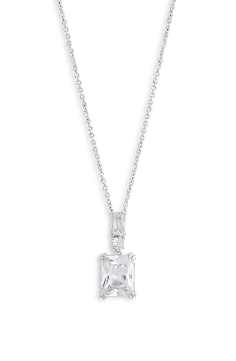 Nadri VIP Cubic Zirconia Pendant Necklace, Main, color, Rhodium